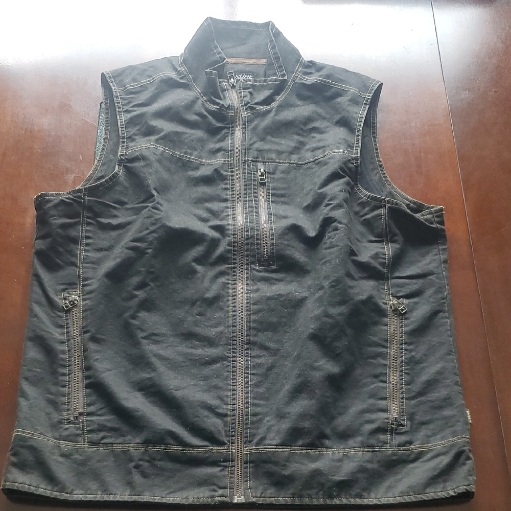 Kuhl Mens Black Vest Jacket XL Vintage Patina Dye